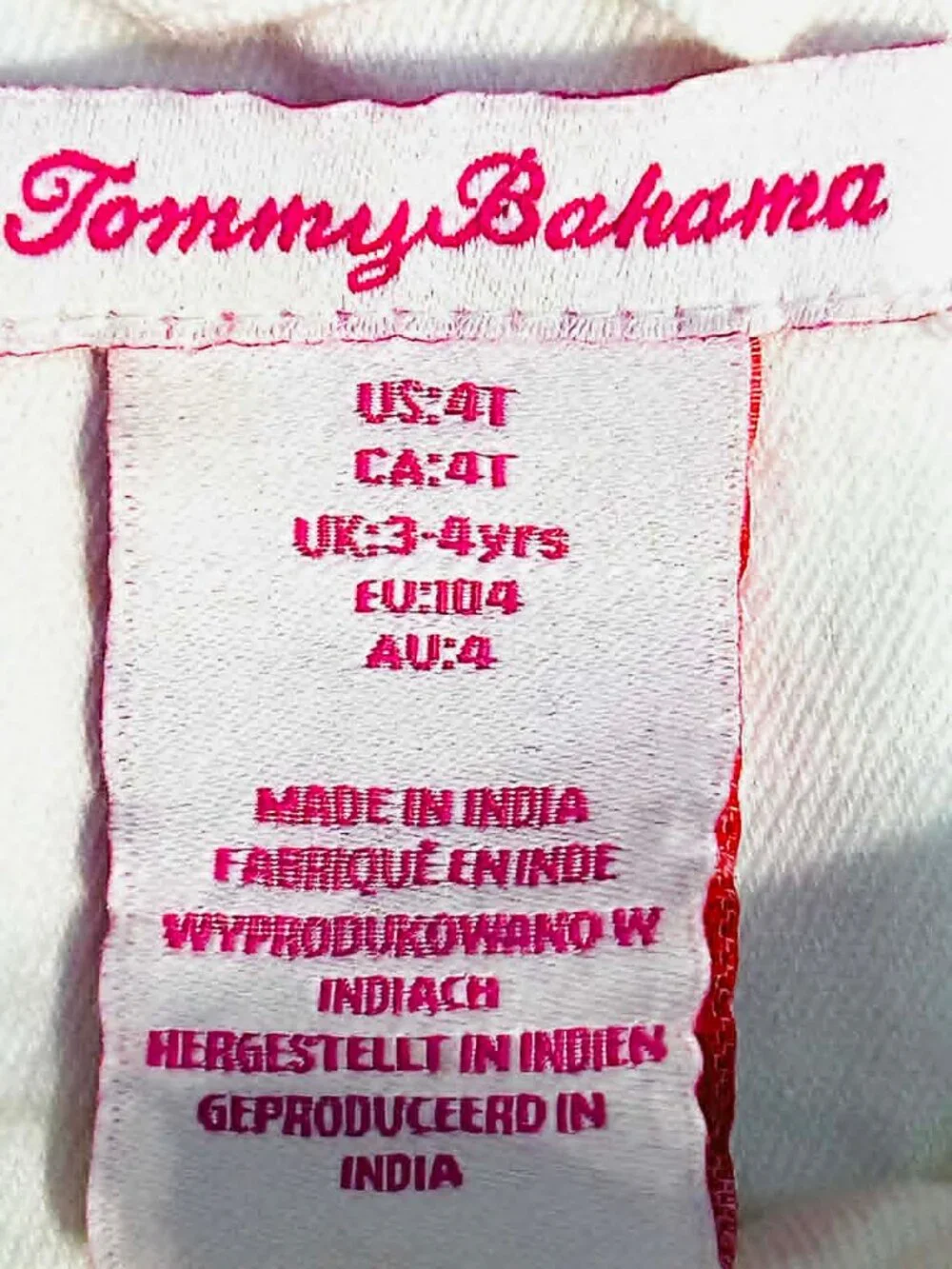 New TOMMY BAHAMA Baby Girl White Jean Jacket 4T